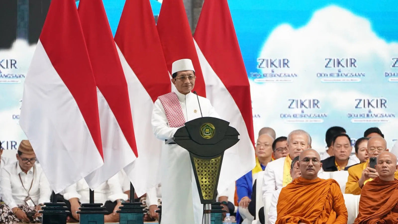 Apresiasi Tokoh Agama di Zikir dan Doa Kebangsaan, Menag Bicara Kerukunan Modal Pembangunan 